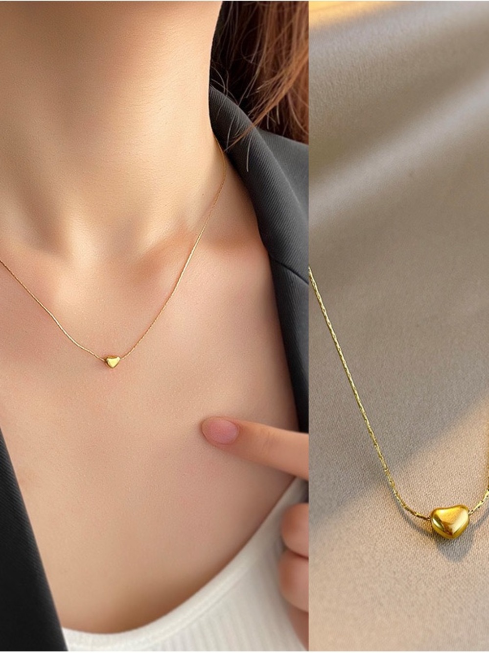 Gold Heart Pendant Necklace - Minimal Women's Jewelry